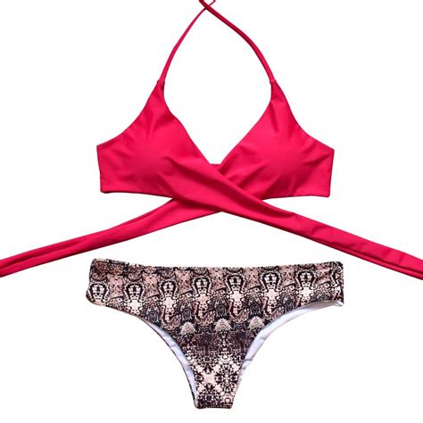 Bandage Micro Halter Bikini Set Thong Swimwear Women Swimsuit 2019 Swim