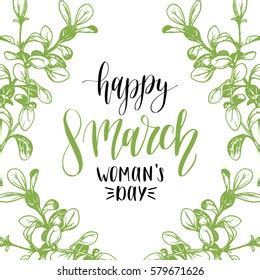 Happy Womans Day Handwritten Lettering Card Stock Vector Royalty Free