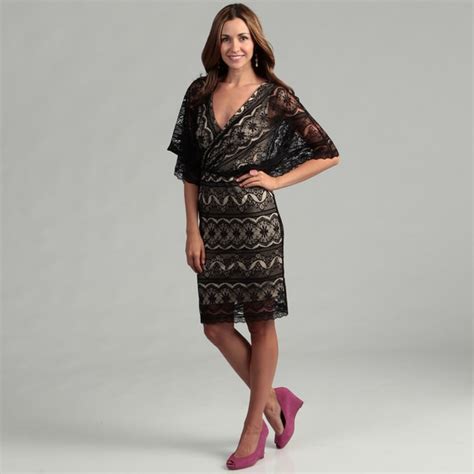 Marina Women S Black Nude Lace Dress Overstock