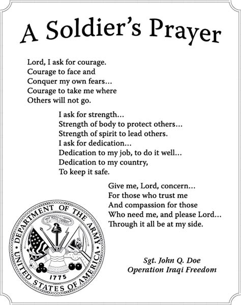 Soldiers Prayer Prayers Courage