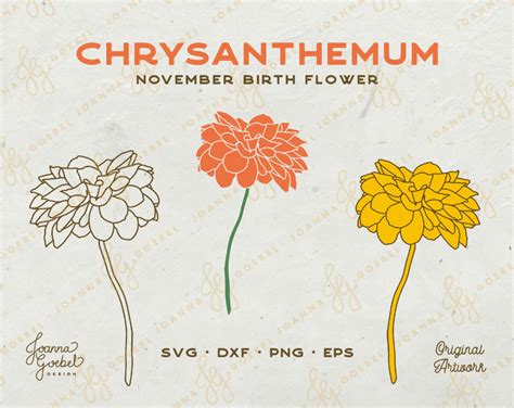 November Birth Flower, Birth Month Flowers, Flower Outline, Flower Svg ...