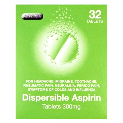 Aspirin Dispersible 300mg Tablets Best Pain Relief