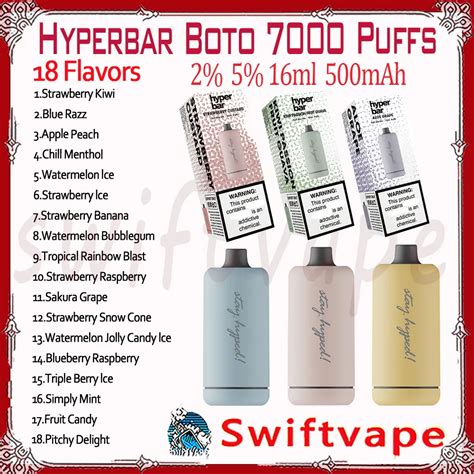 Original Hyperbar Boto Puff Jetable E Cigarette Saveurs Ml