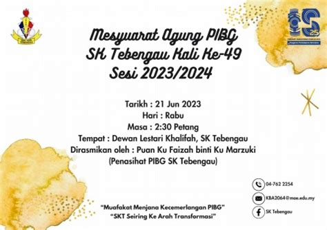 BUKU PROGRAM MESYUARAT AGUNG PIBG SK TEBENGAU KALI KE 49 SESI 2023 2024