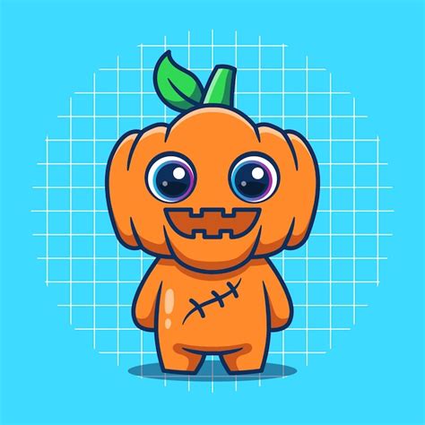 Lindo personaje de calabaza ilustración vectorial día de halloween