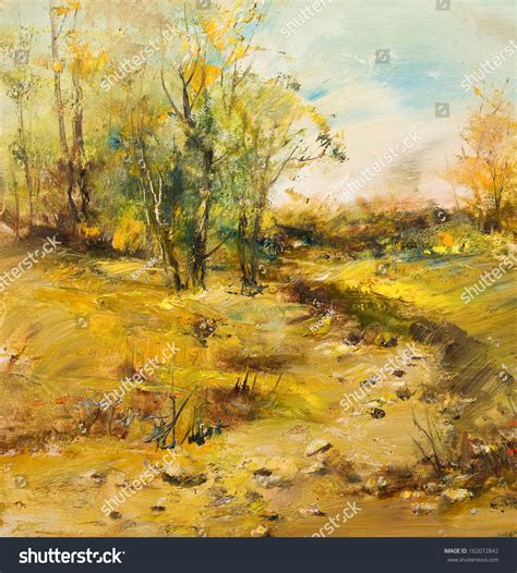 Landscape Dirt Road Oil Painting Art Stock Illustration