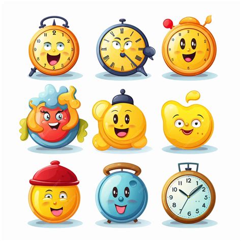 Premium Ai Image Time Emojis 2d Cartoon Vector Illustration On White