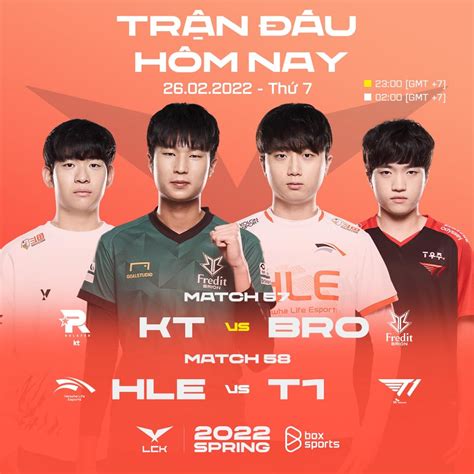 TRỰC TIẾP LCK mùa Xuân 2022 ngày 26 2 KT vs BRO HLE vs T1