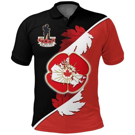 Aio Pride Anzac Shirt Canada Lest We Forget Poppy Map Polo Shirt Aio