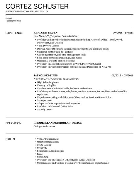 Sales Assistant Resume Samples Velvet Jobs