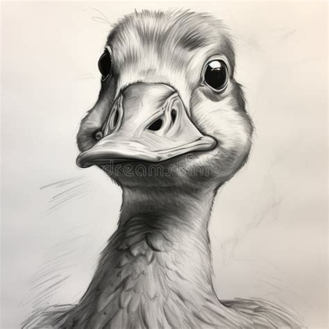 Realistic Hyper-detailed Duck Drawing with Dramatic Shading Stock ...