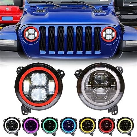 Amazon Tykick 9 Inch RGB LED Headlights Round For Jeep Wrangler JL