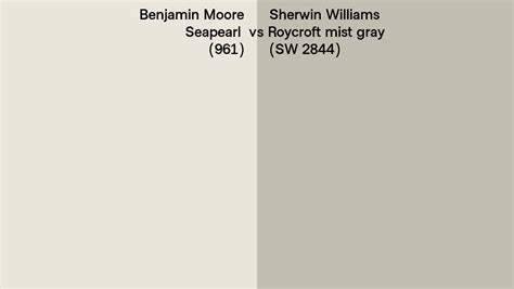 Benjamin Moore Seapearl 961 Vs Sherwin Williams Roycroft Mist Gray Sw 2844 Side By Side