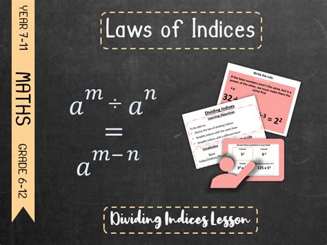 Laws Of Indices Exponents Dividing Indices Lesson Teaching Resources