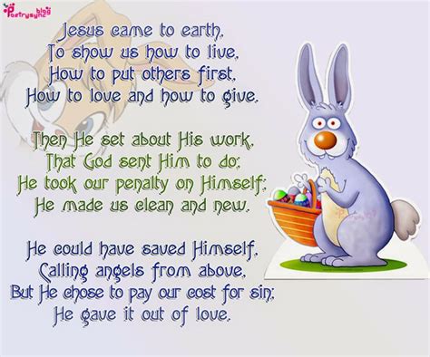 Happy Easter Day Poem Picture Bunny Easter Poems Easter Songs For