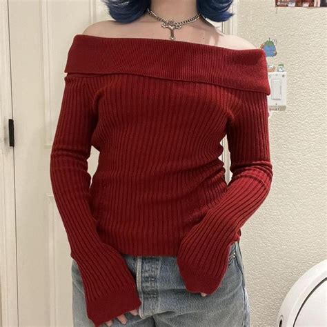 Vintage Off The Shoulder Sweater Vintage Off The Depop Cute