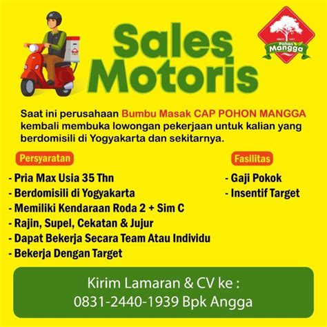 Lowongan Kerja Sales Motoris Di Cv Wikarta Sari Cap Pohon Mangga