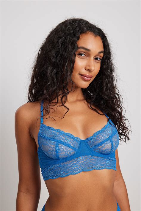 Detail Flowy Lace Balconette Bra Blue Na Kd