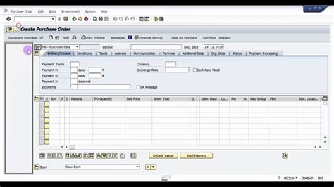 How To Create A Purchase Order In Sap Sap Mm Basic Video Youtube