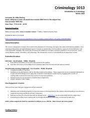 Criminology Syllabus Winter Docx Criminology