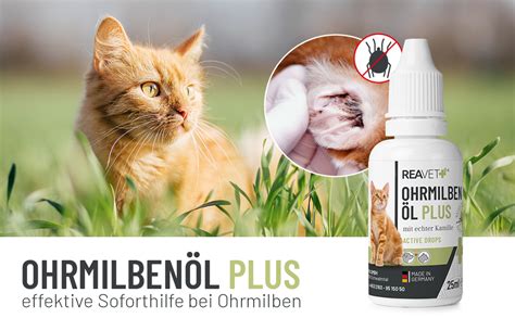 ReaVET Ohrmilbenöl Plus 25ml sofort wirksames Mittel für Katzen gegen