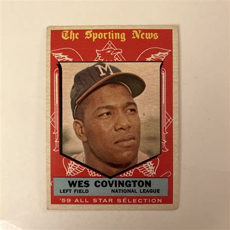 1959 Topps The Sporting News Wes Covington Milwaukee Braves Card 565