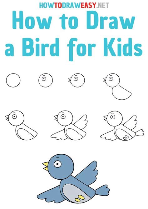 How to Draw a Bird for Kids - How to Draw Easy | Bird drawing for kids ...