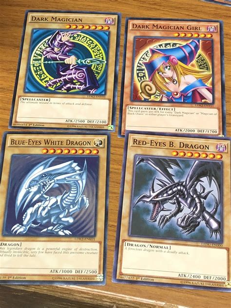 Yugioh Blue Eyes White Dragon Dark Magician Girl Red Eyes Black 4 Card