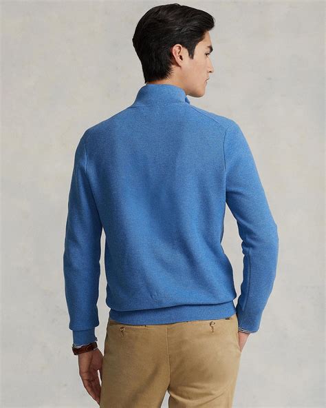 Polo Ralph Lauren Mesh Knit Cotton Quarter Zip Sweater Airrobe