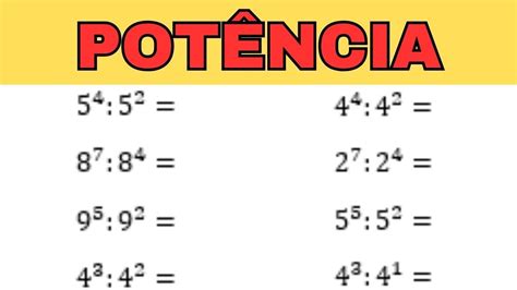 REDUZA A UMA SÓ POTÊNCIA EXERCÍCIOS RESOLVIDOS YouTube