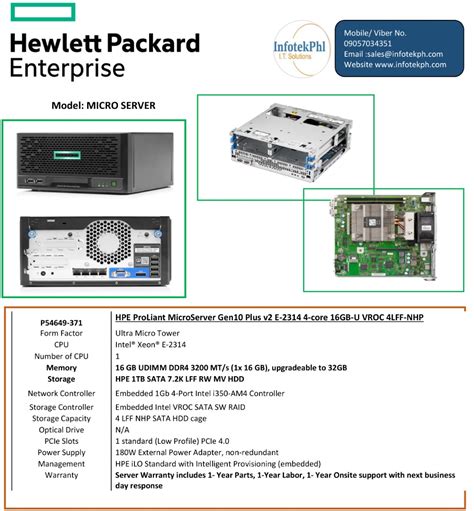 Hpe Proliant Microserver Gen Plus V E Core Gb U Vroc Lff