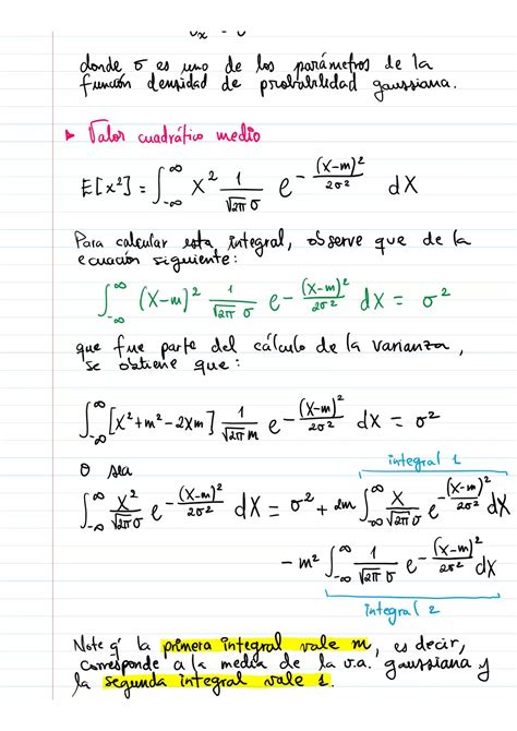 Media Varianza Y Valor Cuadr Tico Medio De Una Variable Aleatoria