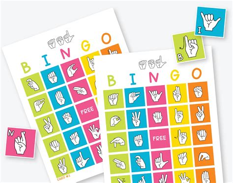 Asl Bingo American Sign Language Printable Bingo Game Fingerspelling