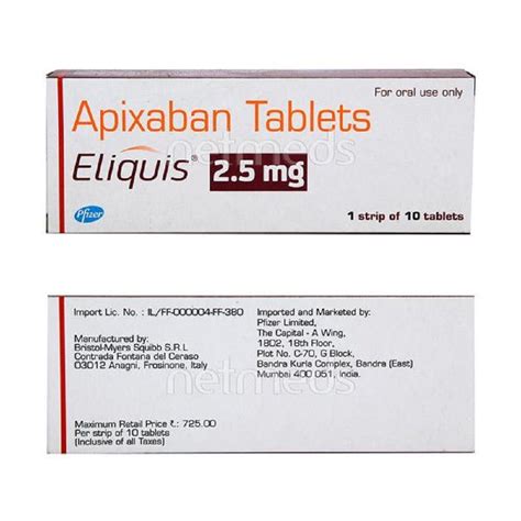 Apixaban 5 Mg Tablet At Rs 1000 Box Eliquis In Surat Id 26346539573