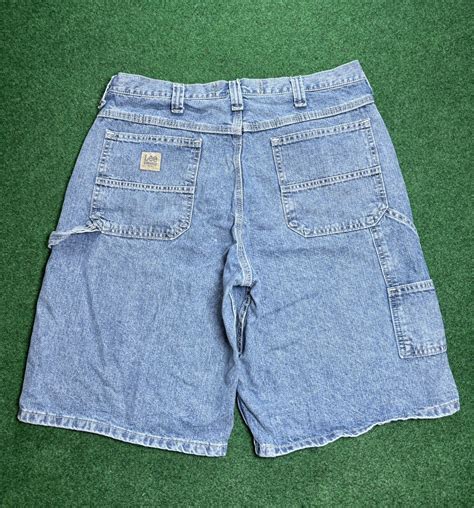 Vintage Y2k Lee Dungaree Jorts Carpenter Mens 34 Baggy Denim Shorts Grailed