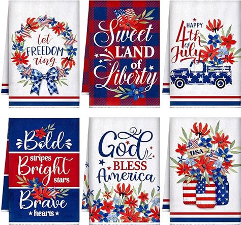 Amazon Kajaia Pcs Th Of July Kitchen Towels Patriotic Hand