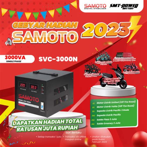 Jual SAMOTO Digital Stabilizer Listrik Single Phase 3000VA SMT