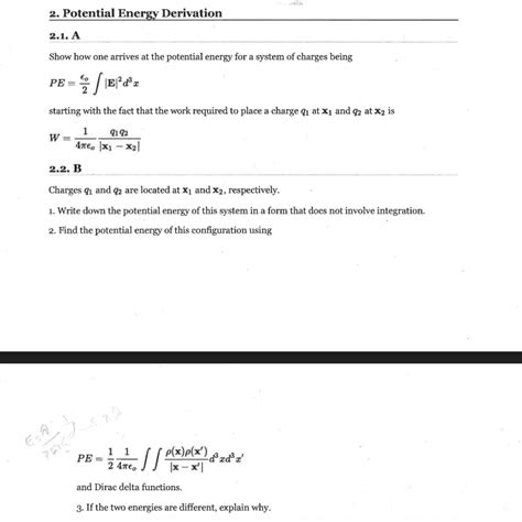 Solved 2. Potential Energy Derivation Show how one arrives | Chegg.com