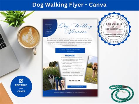 Dog Walking Flyer Template For A Dog Walking Business Or Dog Walker