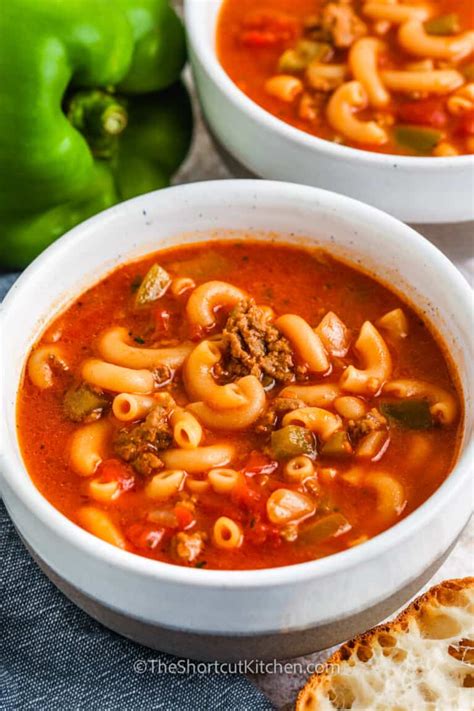 Beef And Tomato Macaroni Soup Hearty The Shortcut Kitchen