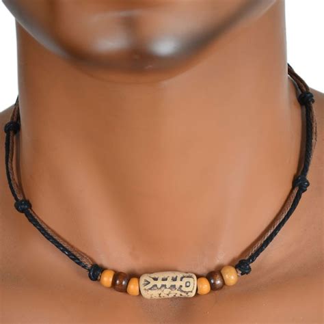 Men Tribal Bead Strand Hemp Surfer Choker Necklace Mens Choker