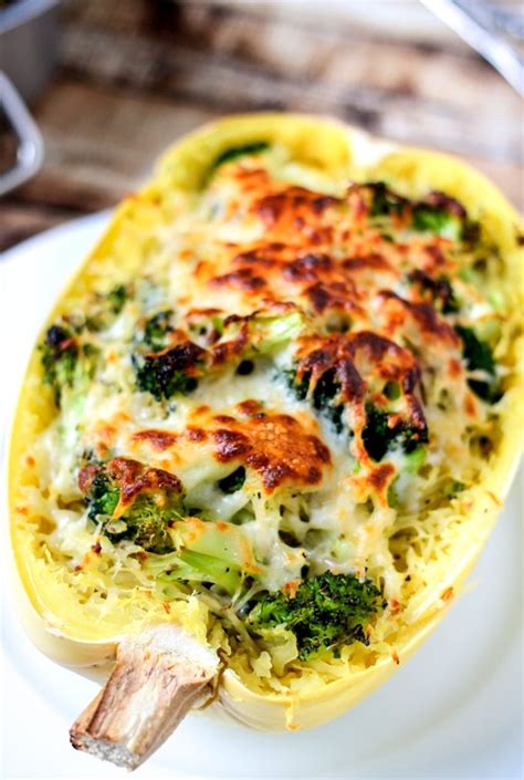 Broccoli Cheese Stuffed Spaghetti Squash Domestic Superhero