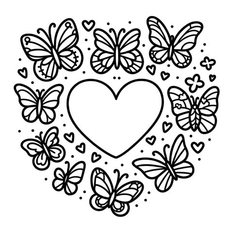 Dibujos Para Colorear Corazones Con Alas De Amor Y Estrellas Para