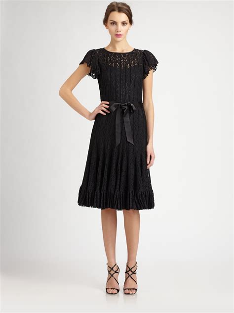 Teri Jon Flutter Sleeve Lace Dress In Black Lyst