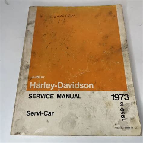 GENUINE HARLEY DAVIDSON SERVICE Repair Manual 1959 1973 Servi Car Model