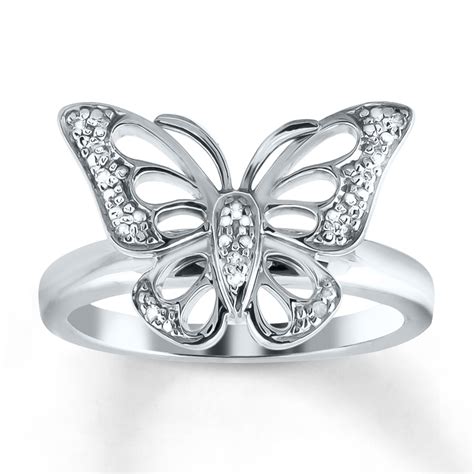 Butterfly Ring Diamond Accents Sterling Silver Kay