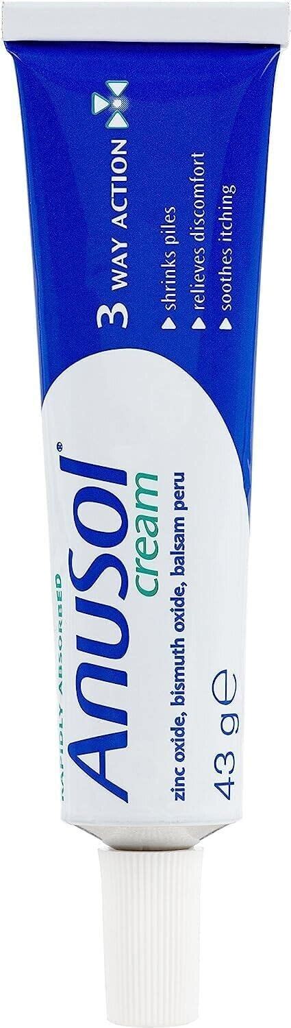 Anusol Cream 43g Haemorrhoids Shrinks Piles 3 Way Action