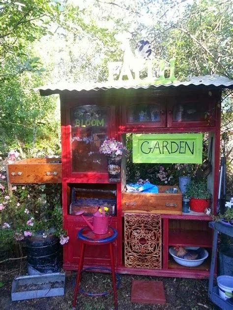 Re Purposed Tv Entertainment Center Now A Potting Station Tv