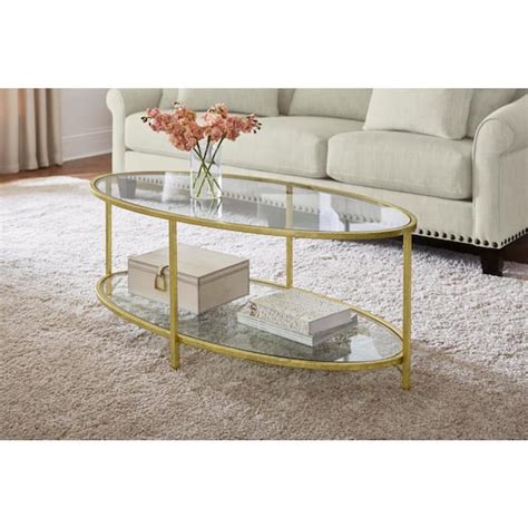 Home Decorators Collection Bella Large Oval Gold Metal And Glass Coffee