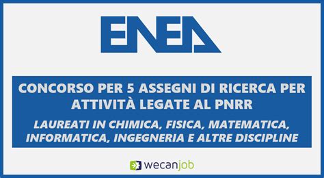 Enea Pnrr Concorso Per Assegni Di Ricerca A Laureati In Chimica